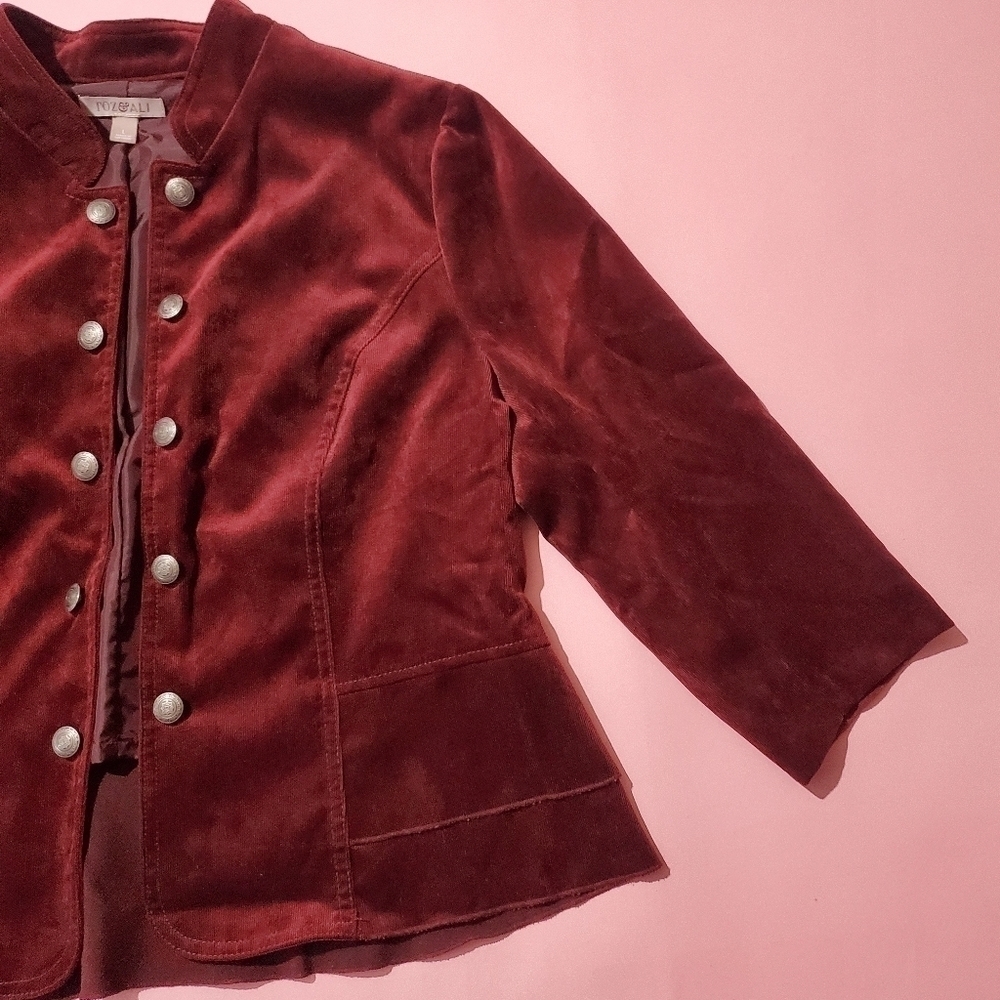 Super Cute Peplum Fall Brown Cordaroy Jacket Roz & Ali - Picture 3 of 8